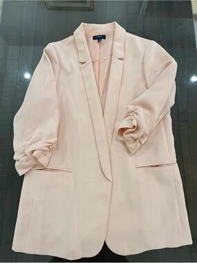 Kaari Blue Pale Pink Open-Front Blazer